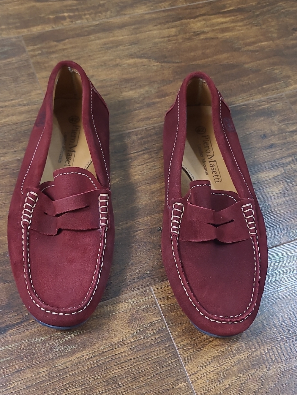 Piero Masetti Men's Burgundy Suede Penny Loafers Size 42 Or 8.5